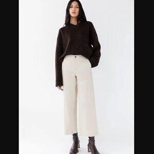 NWT Oak + Fort CROPPED LENGTH TWILL WIDE LEG PANT Small